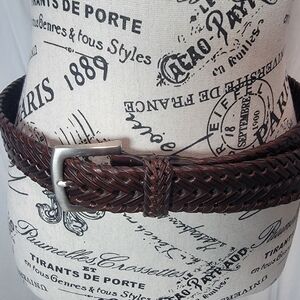 Braided Leather Men's Belt - Brown